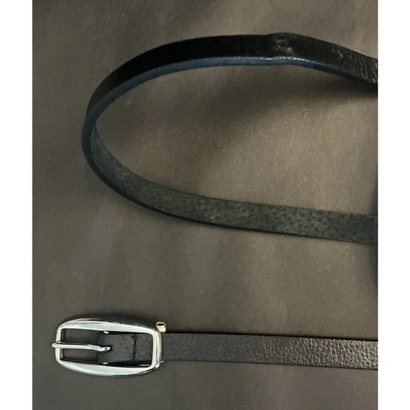 Banana Republic | Black Leather Belt | Size L 34-38 in | Silver Buckle | EUC - Picture 4 of 7
